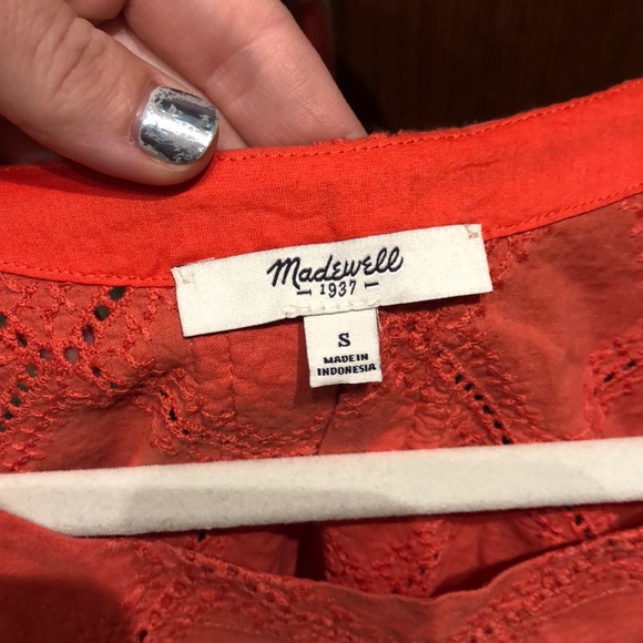 Madewell coral eyelet lattice blouse with cutouts - Picture 5 of 6